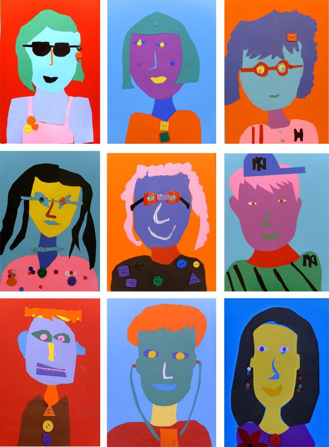 six different colored portraits of people with glasses