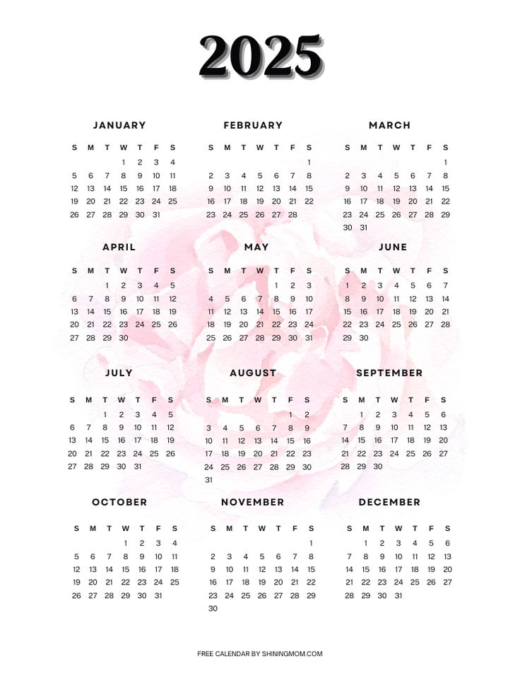 a white calendar with pink flowers on it