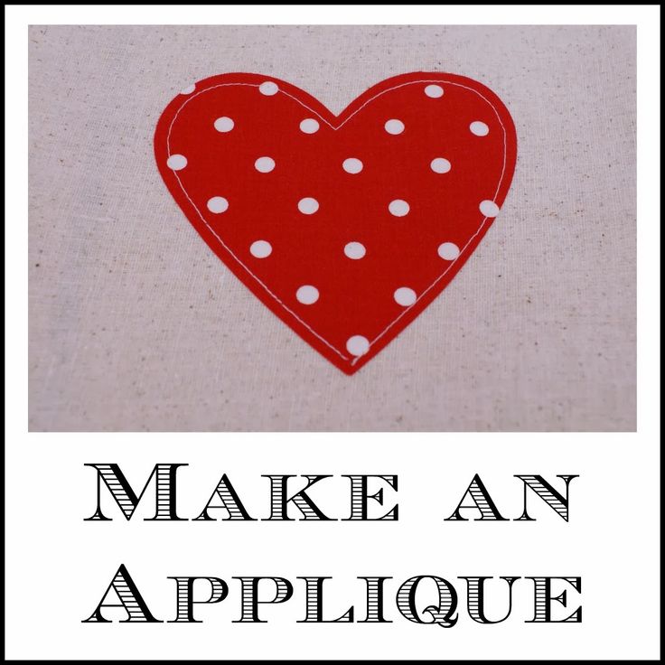 a red heart with white polka dots on it and the words make an applique