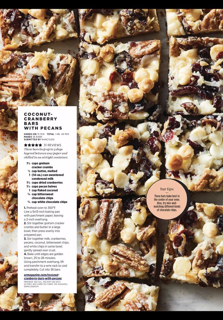 the recipe for this dessert is made with walnuts, cranberries and pecans