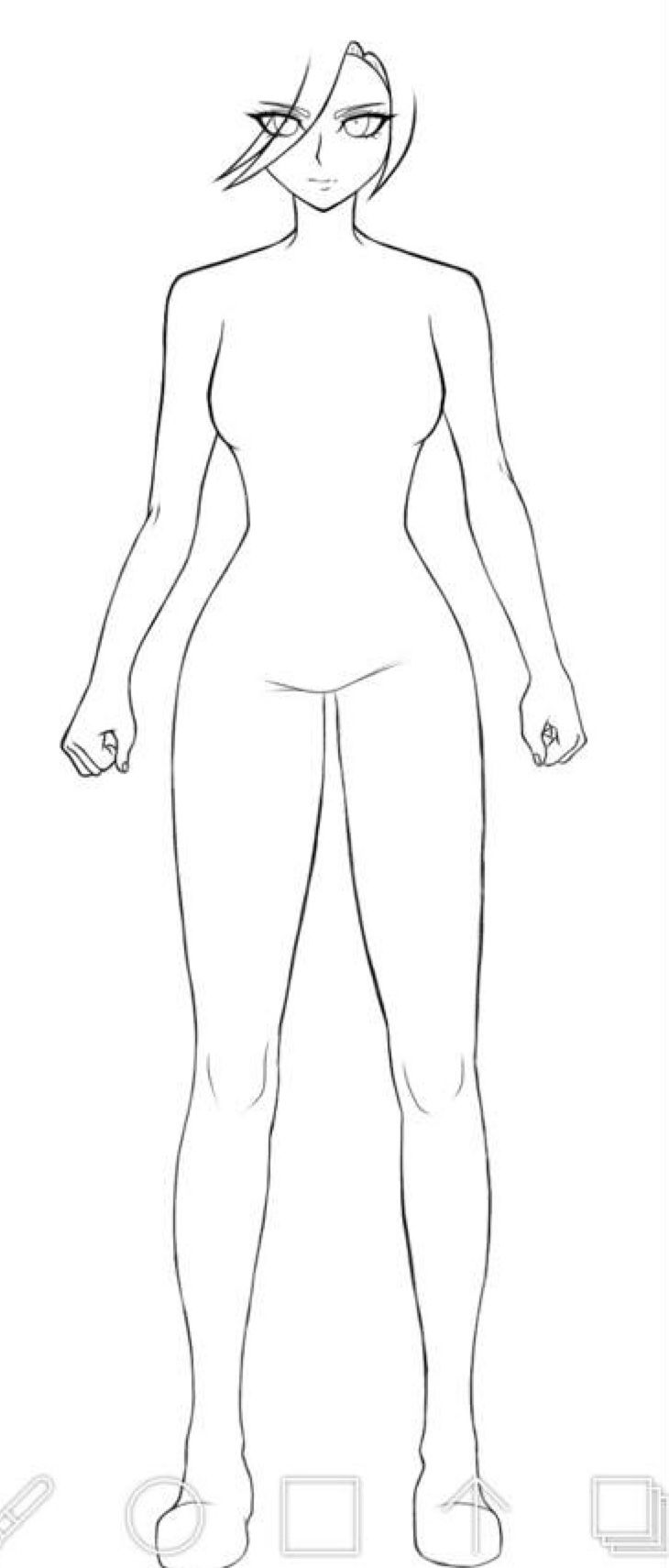 a drawing of a female body with one hand on her hips