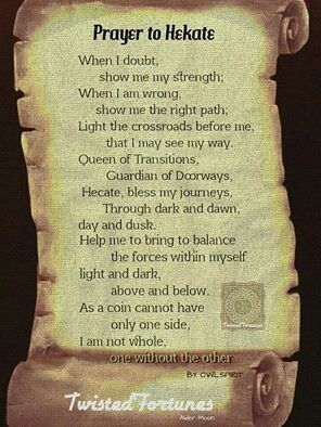 an old parchment with the words prayer to hekate