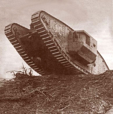 an old tank sitting on top of a pile of dirt