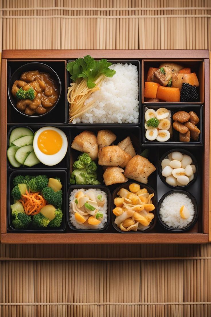 a bento box filled with different types of food