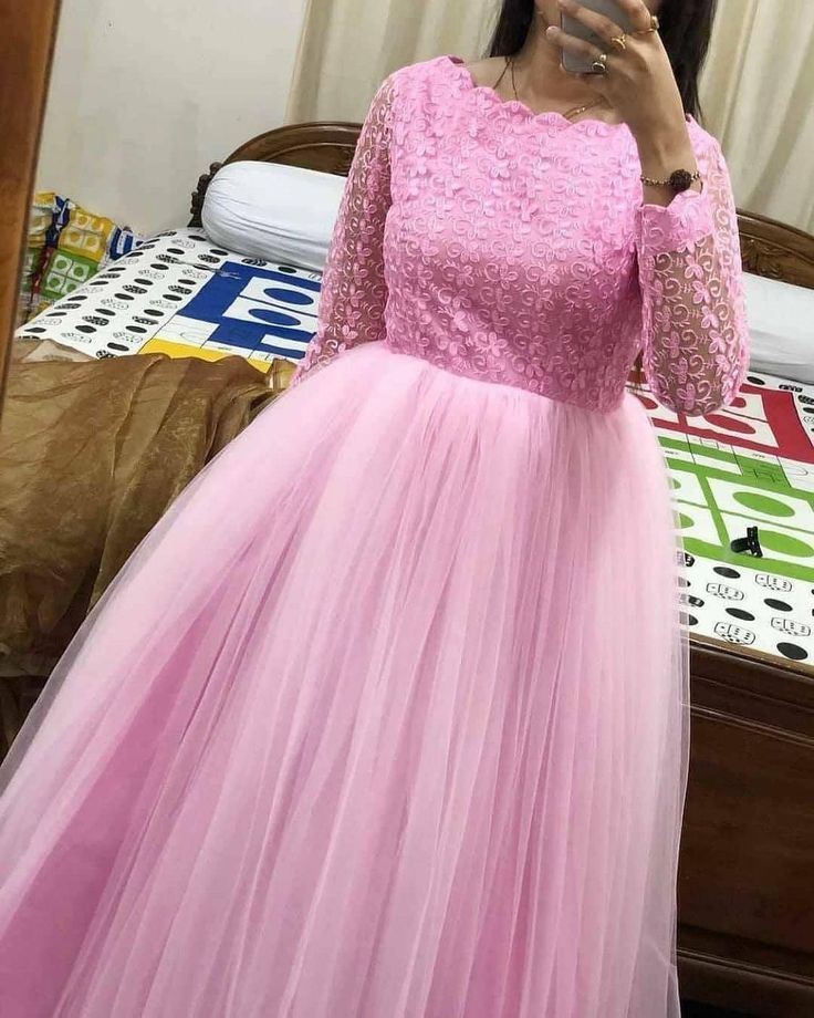 Netted Dresses Indian, Full Hand Frocks For Women, Frock Designs For Women Net, Net Dresses Design Ideas Indian, Long Net Frocks For Women Party Wear, Pink Long Frock Designs, Net Long Frock Models For Women, Long Frock Designs For Women Casual, Long Frock Designs Net Cloth