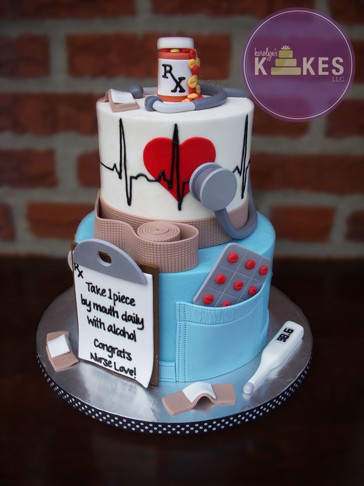 a cake that is decorated with medical items