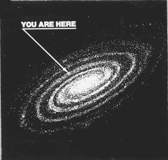 a black and white poster with the words you are here written in chalk on it