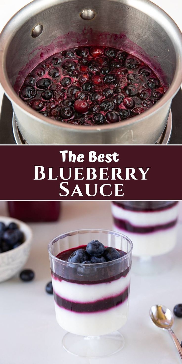 the best blueberry sauce is made with fresh berries and yogurt in a pot