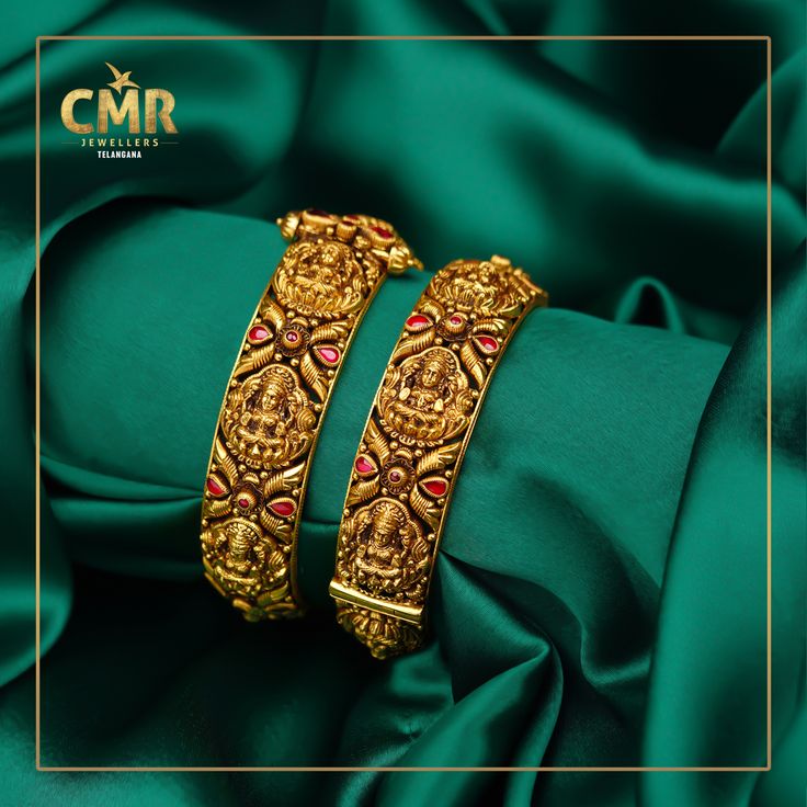 How many of you are obsessed with eclectic range of gold bangles? And you know what, this Lakshmi Devi bangles of Nakshi work will sure be one among your most coveted jewellery collection. Be it a grand saree or intensely decorated ethnic lehenga, this bangles are going to complement awesome when worn. Grab now! To get the details of this beautiful Jeweler WhatsApp +91 8881881193. . . . #onlineshopping #cmrjewellerytelangana #cmrjewellery #earrings #cmrnecklace #chorker #cmrbangles #cmr #cmrj Gold Jewellery Bangles Design, Latest Nakshi Bangles, Temple Jewellery Bangles Antiques, Lakshmi Design Gold Bangles, Big Bangles Gold, Gold Temple Jewellery Bangles, Lakshmi Devi Bangles Gold, Lakshmi Devi Bangles, Nakshi Bangles Gold