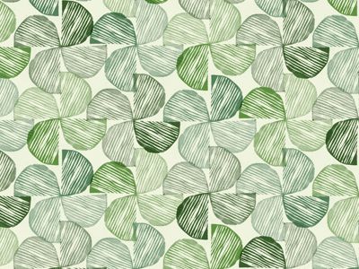 a green and white wallpaper pattern with leaves on it's side, in shades of