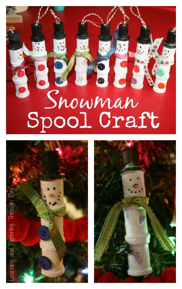 snowman spool craft made from toilet paper rolls