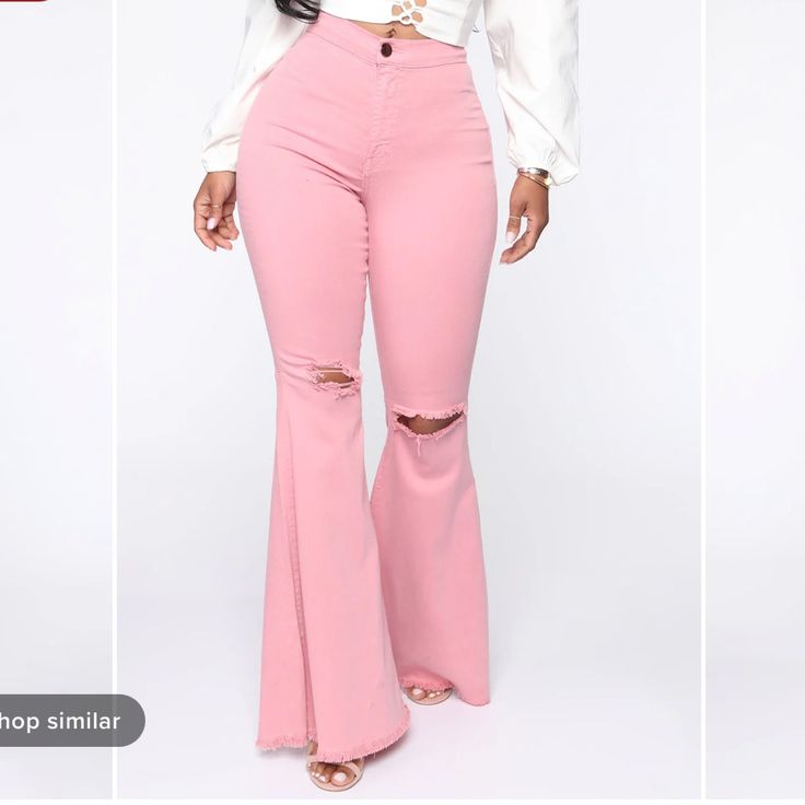 Fashion Nova Pink Jeans Size Large. Never Worn. Pink Jeans For Spring Day Out, Pink Jeans For Day Out In Spring, Chic High Rise Pink Bottoms, Pink High-rise Bottoms For Day Out, Trendy Pink Jeans For Day Out, Pink Cotton Bottoms For Night Out, Fashion Nova Pants, Pink Jeans, Jeans Color