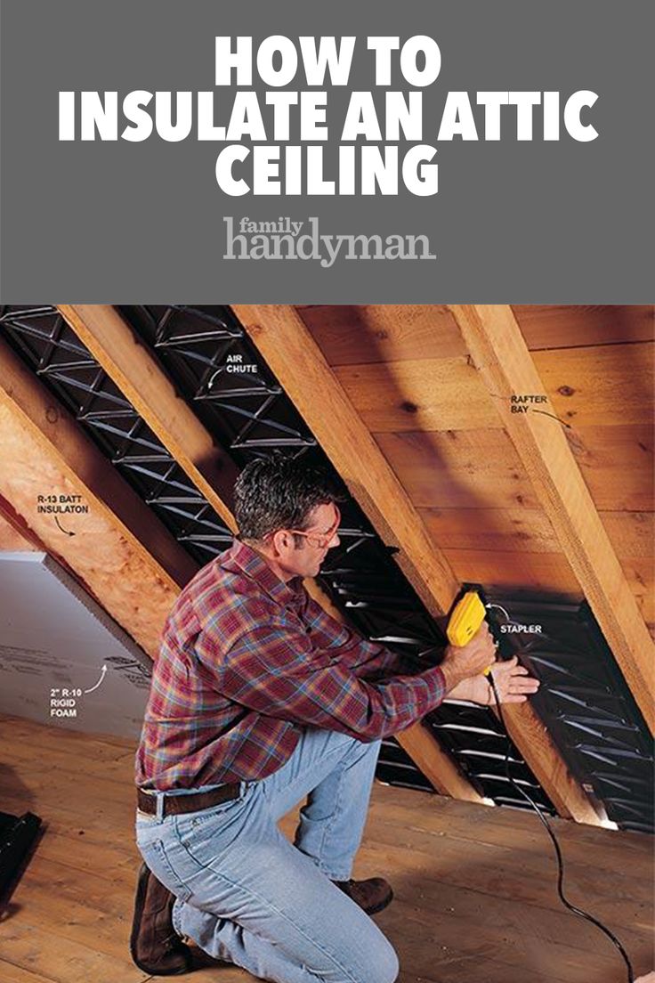 a man working on the ceiling in his attic