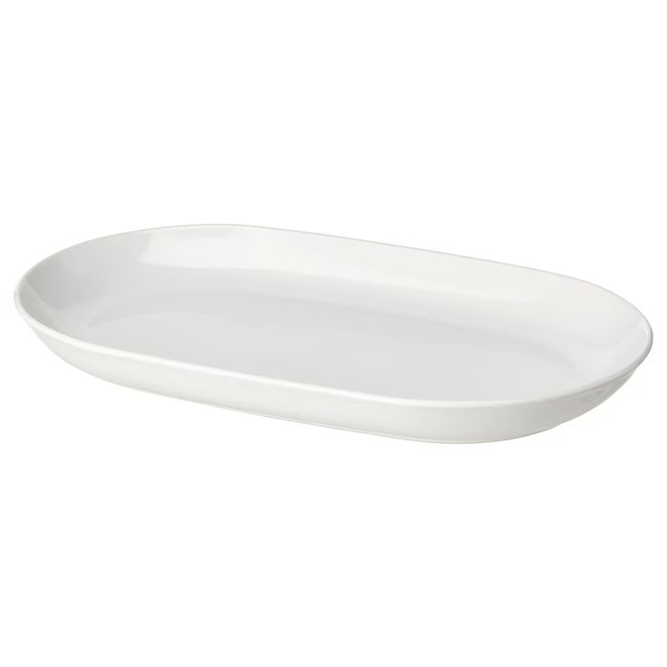 a white oval platter on a white background