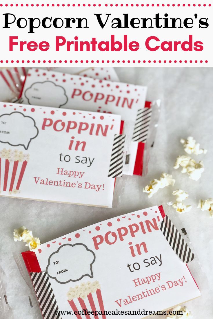 popcorn valentine's free printable cards to say happy valentine's day with popcorn