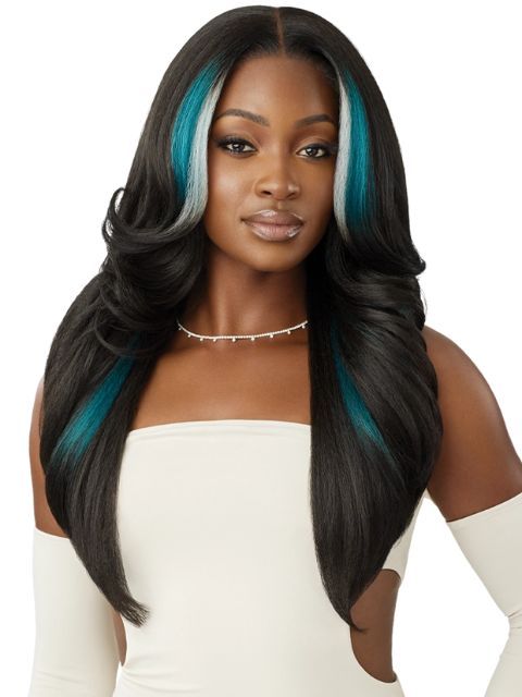 Perfect Hairline 13X6 JAYLIN Lace Frontal Wig. Synthetic Hair. 26" inches long, Perm Yaki Texture and Wavy Style. Color shown are 1B/DRFF COPPERFROST,1B/DRFF SCARLET RED FROST,1B/DRFF TURQUOISE FROST. 13"x6" Lace Frontal. 6" Deep Lace Parting. Ear-to-Ear Soft HD Transparent Lace. Glueless, Pre-attached Elastic Band. Pre-plucked Lace part & Baby Hairs. No Plucking required. Safe Iron up to 400F. Baby Hairs Included Manufactured by Outre. Perfect Hairline, Grey Hair Pieces, Senegalese Twist Braids, 360 Frontal, Natural Looking Wigs, Remy Hair Wigs, Wavy Style, Remy Hair Weave, 360 Lace Wig