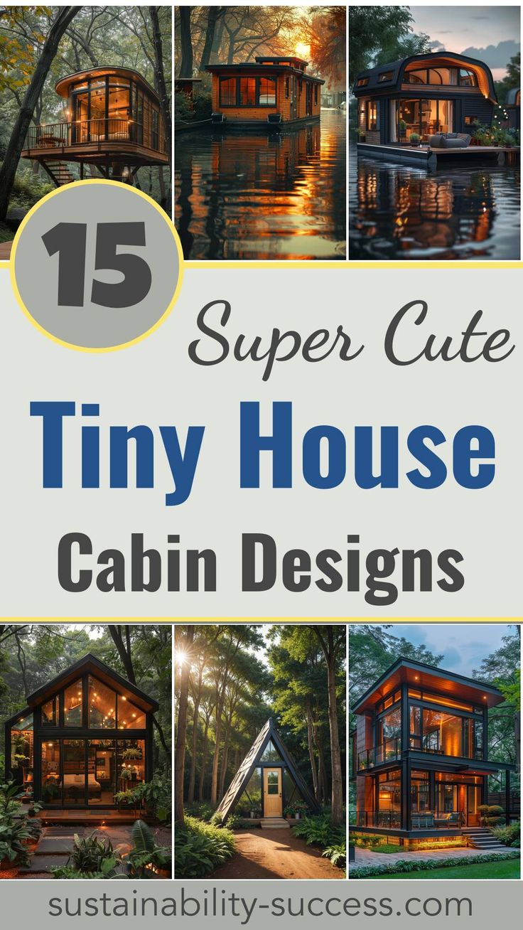 15 Adorable Tiny House Cabin Designs To Inspire You River Cabin Ideas, Tiny Home Layout Floor Plans, Small Cabin Layout, Diy Tiny Home, Tiny Cabin Plans, Cozy Tiny House, Free Floor Plans, Cabin Designs, Glass Cabin