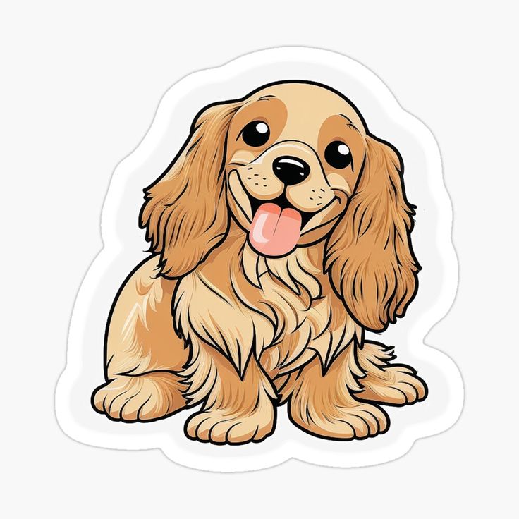 a brown and white dog with its tongue out sticker