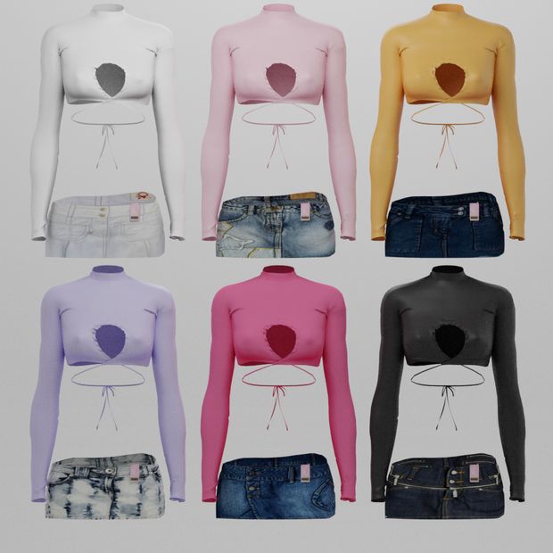 six women's tops with cutouts on the front and back, all in different colors