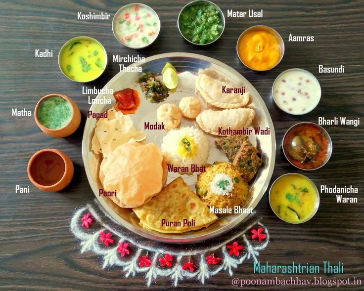 a plate filled with different types of food on top of a wooden table next to small bowls