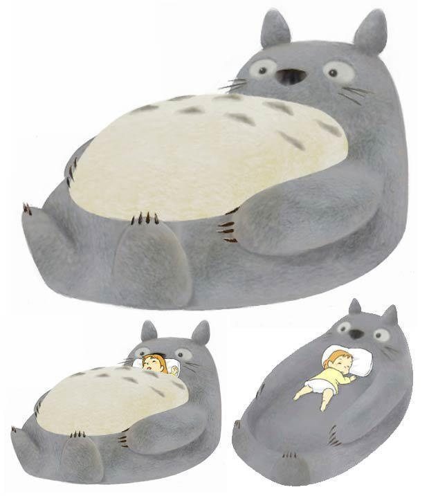 an image of a cartoon character sleeping on a hippopotamus pillow with other characters around it