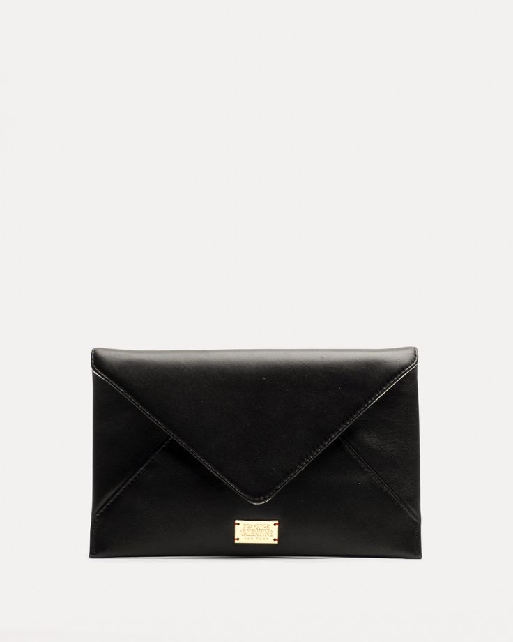 Evie Envelope Clutch Nappa Black - Frances Valentine Classic Soft Leather Clutch For Evening, Elegant Pouch-style Business Clutch, Classic Envelope Bag For Office, Workwear Clutch With Removable Pouch, Elegant Business Clutch In Pouch Shape, Elegant Business Clutch Shaped As A Pouch, Elegant Office Clutch With Removable Pouch, Chic Business Clutch With Removable Pouch, Elegant Office Clutch With Magnetic Closure