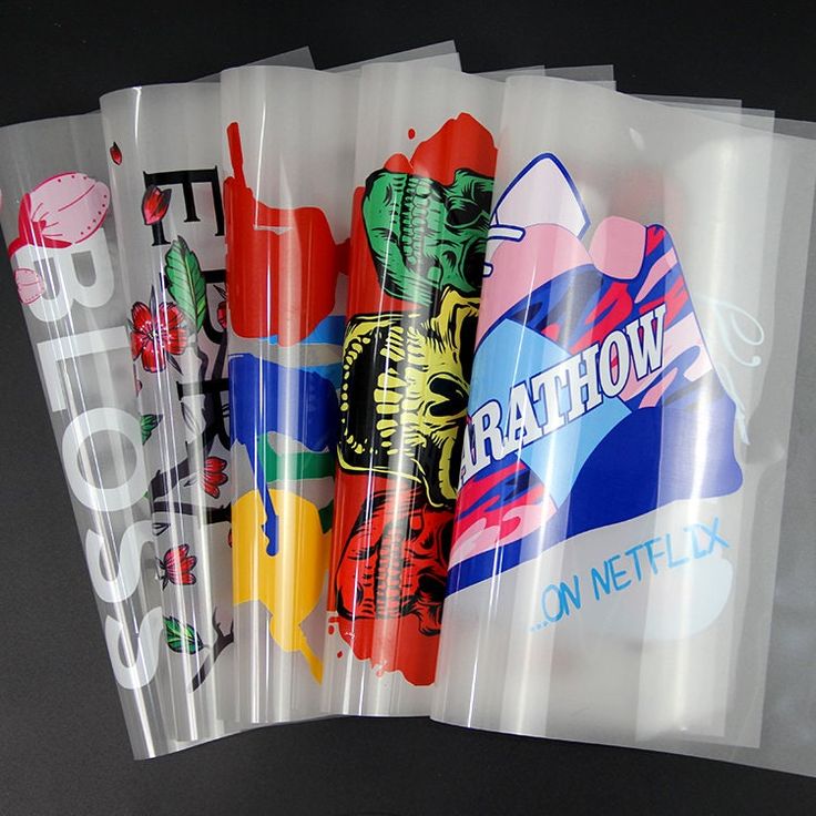 plastic bags with different types of stickers on them