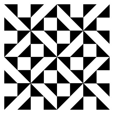 an abstract black and white pattern with diagonals in the middle, on a white background