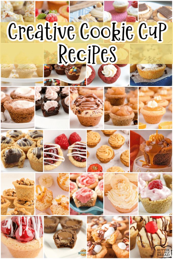 a collage of different cookies and desserts with the words creative cookie cup recipes