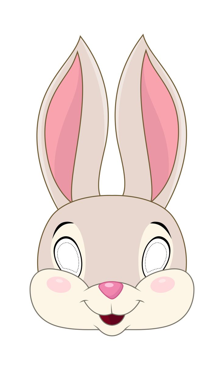 a rabbit mask with pink ears and eyes