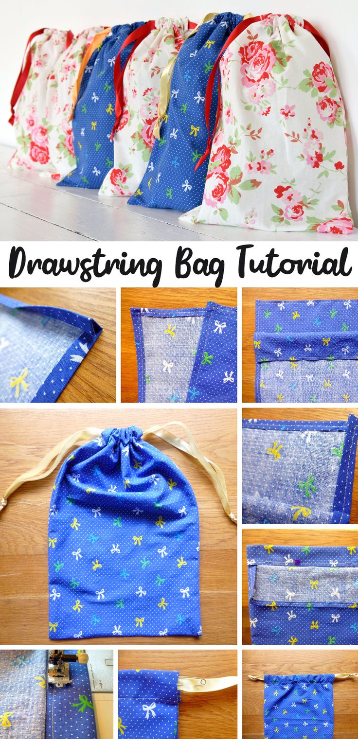 the instructions for how to make an drawstring bag with flowers and stars on it