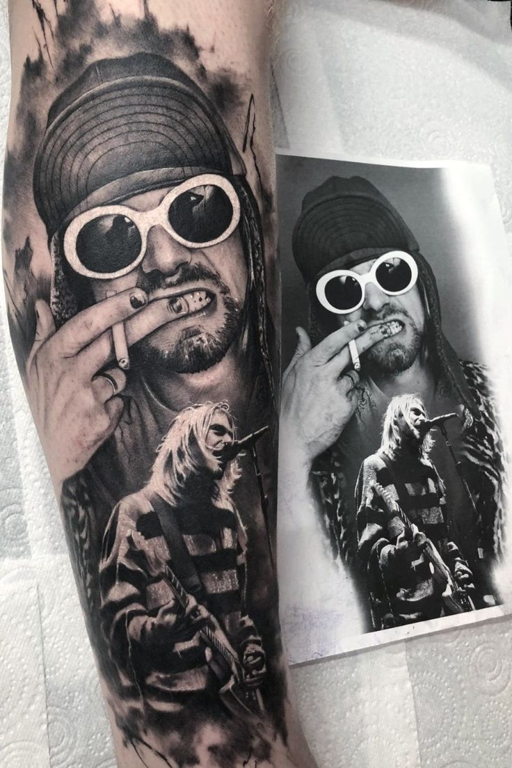 Kurt Cobain Kurt Cobain Tattoo, Mgk Tattoos, Kurt Tattoo, Tato Realis, Nirvana Tattoo, Holy Spirit Tattoo, Salvation Tattoo, Rock Tattoo, Tattoo Magazine