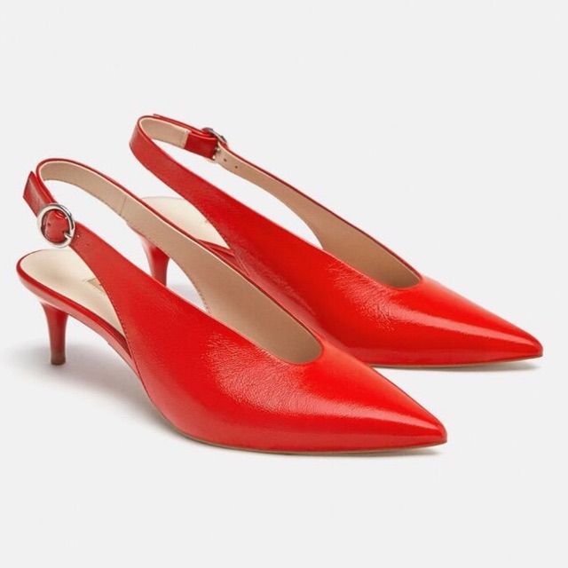 Genuine Zara New With Tag Material: Leather Upper Color: Bright Red Super On Trend In Color And Style. Comfortable Heel Height. Euro Size 39 Red Slingback Kitten Heels With Heel Strap, Red Slingback Kitten Heels For Formal Events, Red Slingback Pumps With Sculpted Heel, Red Sculpted Heel Slingback Pumps, Chic Red Slingback Pumps For Office, Red Slingback Sandals With Pointed Toe And Heel Strap, Red Slingback Pumps With Heel Strap, Red Pointed Toe Slingback Sandals With Heel Strap, Red Slingback Sandals With Low Heel