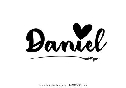 the word danielle written in black ink with a heart on it's side and an arrow