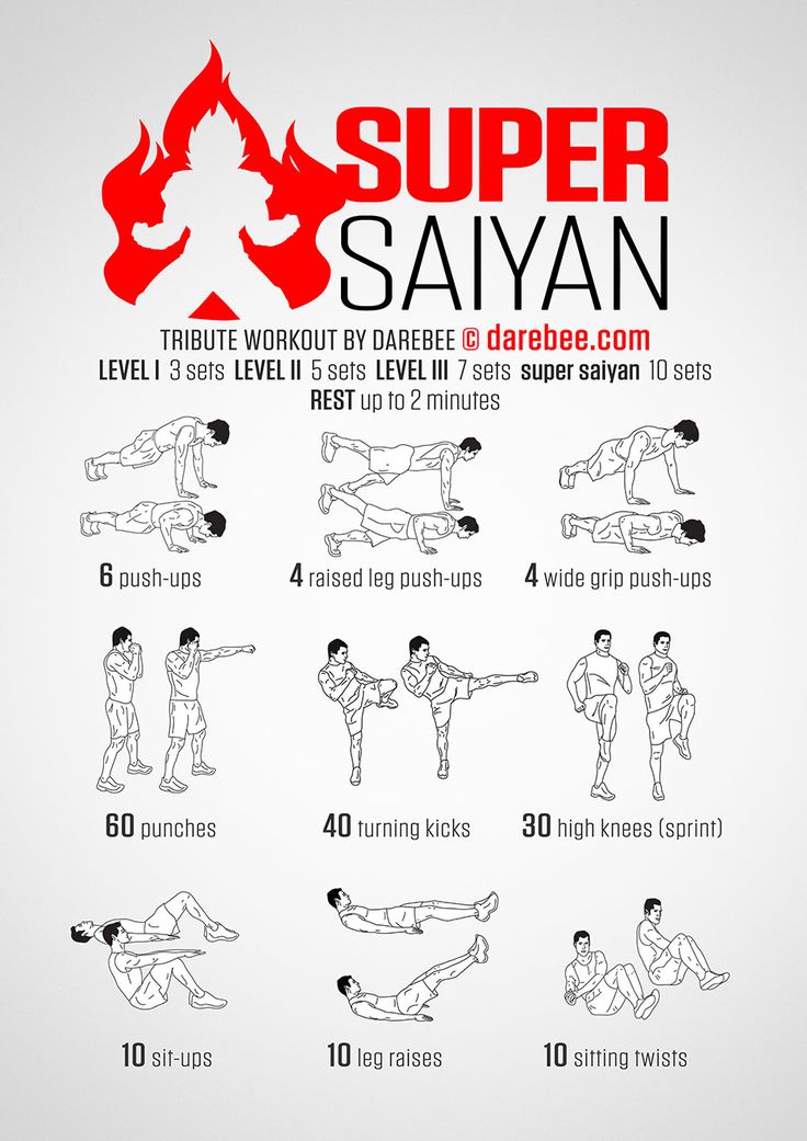 the super savyan workout poster shows how to do it