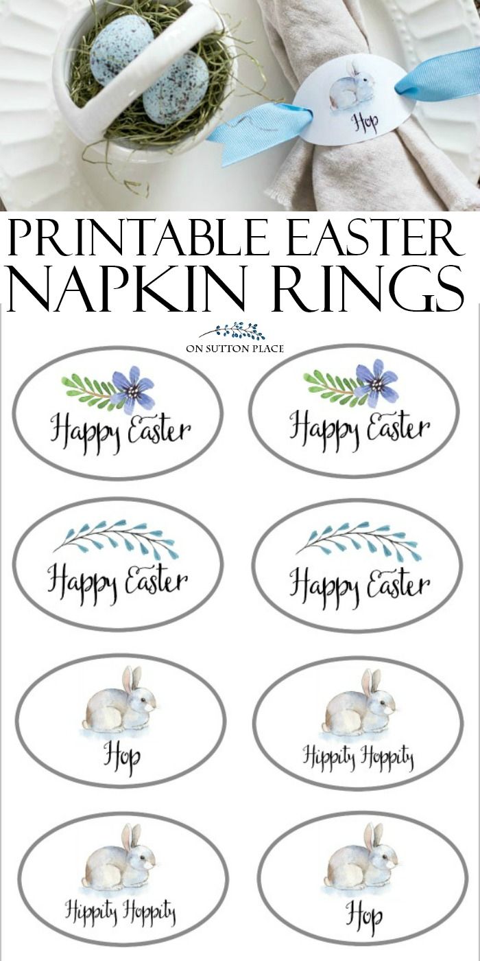 printable easter napkin rings with the words happy easter on them and an egg in a nest