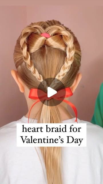 Audrey McClelland on Instagram: "CUTE HEART BRAID ❤️ It’s almost Valentine’s Day, so I’m sharing some adorable and pretty heart hairstyles! This is one of my faves! Make sure you save this one and follow us for daily hairstyles! . Let me know when the comments and I will share the hair elastics, hairstyling cream, anything that we use your way!  . #valentines #valentineday #valentinehair #braids #braid #braidideas #hearthair #hairstyle #hairstyle #hairtutorial #hairtutorials" Heart Braid Tutorial, Heart Hairstyles, Valentines Day Hairstyles, Favorite Hair Products, Valentines Hairstyles, Two Braid Hairstyles, Kid Hair Styles, Heart Braid, Valentine Hair