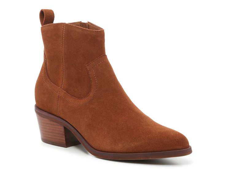 Kenneth Cole Arlo Bootie - Free Shipping | DSW Western Block Heel Boots For Fall, Western Boots With Block Heel For Fall, Western Style Heeled Boots For Fall Workwear, Brown Western Style Booties Medium Width, Fall Booties With Stacked Heel, Western Brown Booties With Reinforced Heel, Western Style Brown Booties With Stacked Heel, Western Brown Booties With Stacked Heel, Western Style Booties With Pointed Toe For Fall