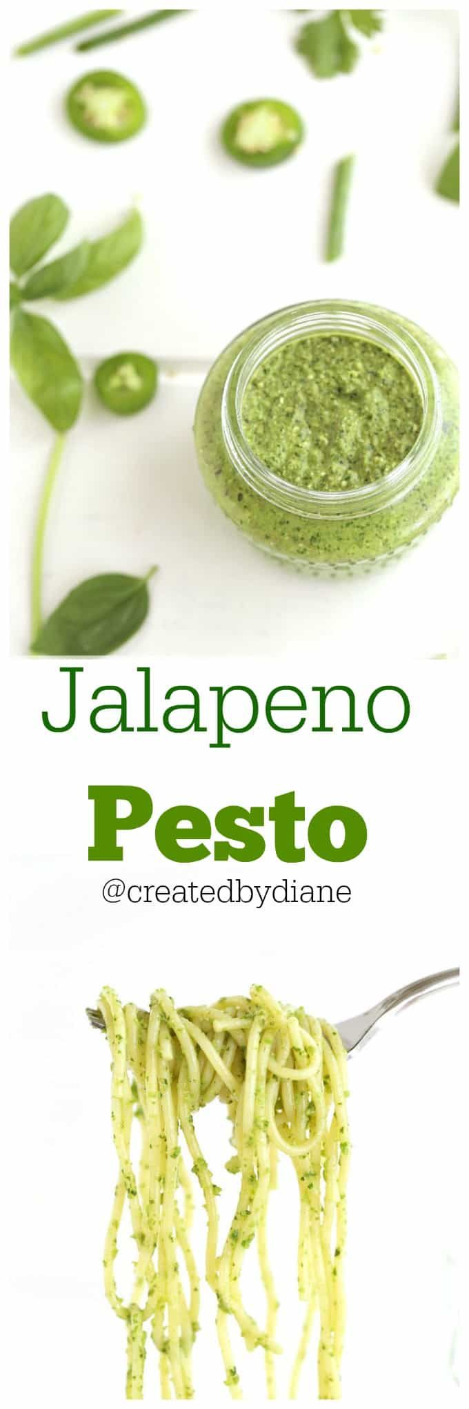 the ingredients for pesto are shown in two separate images, one is green and the other is white