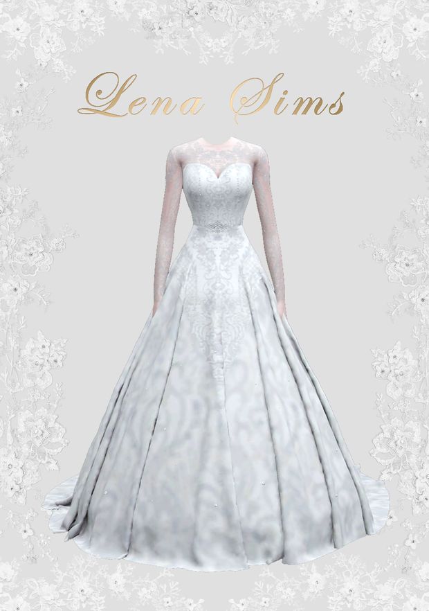 a woman in a white wedding dress with the words lena sims on it