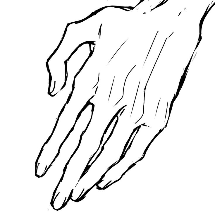 a black and white drawing of a hand