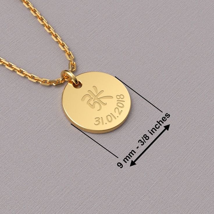 Title: Chinese Character Necklace 14K Solid Gold, Chinese Name Necklace, Custom Chinese Necklace, Chinese Coin Necklace, Chinese Gift - 925 sterling silver and 14k solid gold options are available. - Dimensions: 9 mm x 9 mm (0.35 inches to 0.35 inches). - The total weight of the necklace is approximately between 1 - 2.5 grams. - Can be personalized with a name and date. If you want any other customization please get in touch with us. - You can choose font style. Default font is number 6.  - Plea Custom Gold Sterling Silver Necklace With Polished Finish, Gold Medallion Sterling Silver Custom Necklace, Gold Necklace With Polished Finish For Personalized Gift, Yellow Gold Jewelry With Engraving Option For Anniversary, Personalized Gift Gold Necklace With Polished Finish, Custom Engraved Silver Gold-plated Necklace, Gold Jewelry With Engraving Option For Anniversary, Formal Gold Necklaces With Engraving Option, 14k Gold Pendant Necklace For Anniversary