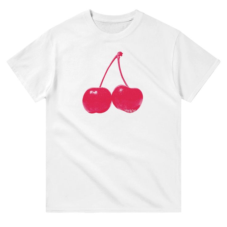 'Cherry' classic tee Trendy Cherry Print Crew Neck T-shirt, Red Cotton T-shirt With Cherry Print, Pink Crew Neck T-shirt With Cherry Print, Cotton T-shirt With Cherry Print, Cotton Cherry Print T-shirt For Streetwear, Cherry Print Cotton T-shirt For Streetwear, Streetwear Cherry Print Short Sleeve T-shirt, Red Cherry Print Crew Neck T-shirt, White Crew Neck T-shirt With Cherry Print