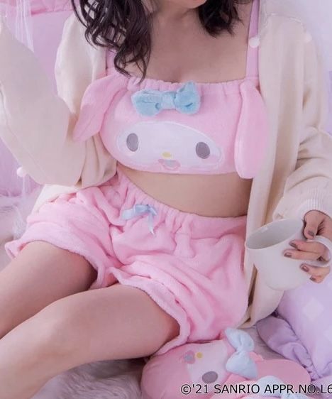 A loungewear set made for the sweetest and made for you. Lounge in comfort and cuteness in this 2 piece pajama set. Features a Sanrio characters embroidery. Fluffy velvet material is very soft and comfy! Cute Sanrio Clothes, My Melody Pjs, Sanrio Pjs, My Melody Pajamas, Kawaii Pjs, Sanrio Pajamas, My Melody Outfit, Kawaii Magic, Sanrio Clothes