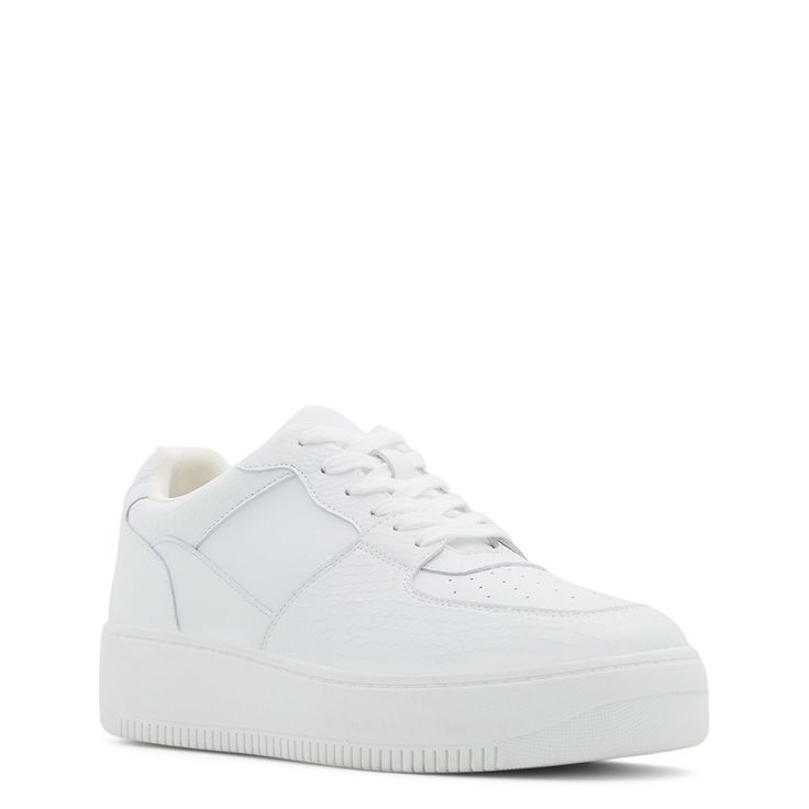 White Low-top Chunky Sneakers With Perforations, White Low-top Platform Sneakers With Perforations, White Lace-up Platform Sneakers With Perforations, White Perforated Lace-up Platform Sneakers, White High-top Chunky Sneakers With Perforated Toe Box, Speckled Midsole Chunky Lace-up Sneakers, White Synthetic Chunky Sneakers With Perforated Toe Box, Casual White Chunky Sneakers With Perforations, Sporty Low-top Chunky Sneakers With Perforations