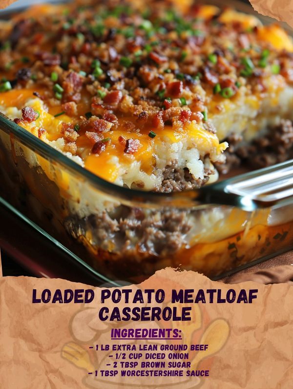 loaded potato meatloaf casserole recipe with ingredients