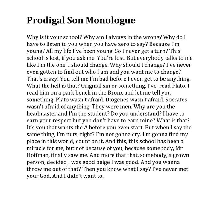 a page from the book prodigal son monologue