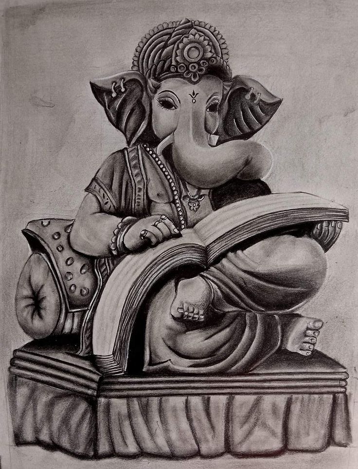 a drawing of an elephant reading a book