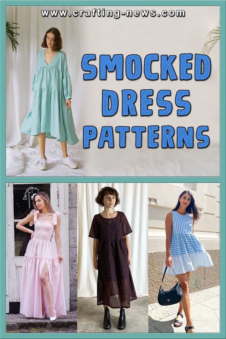 17 Smocked Dress Patterns Easy Smock Dress Pattern, Free Smock Dress Pattern, Diy Modest Dress, House Dress Pattern Free, Smock Dress Pattern Free, Smock Pattern Free, Knit Fabric Dress Pattern, Smock Dress Sewing Pattern, Smocked Dress Pattern