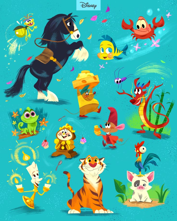 various cartoon animals and their names are depicted in this poster, which depicts the characters from disney's animated movie